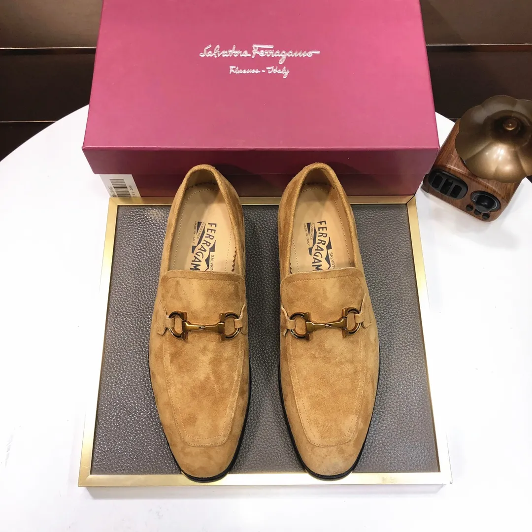 Men's shoes 💰500💰 [Ferragamo/Ferragamo] The latest model in the counter. Original imported high-quality cowhide with open sides + imported 🐂 water-dyed cowhide lining + original luxury metal buckle + original combination outsole. Comparison without pressure 38--45 (45 is custom-made and cannot be returned or exchanged)